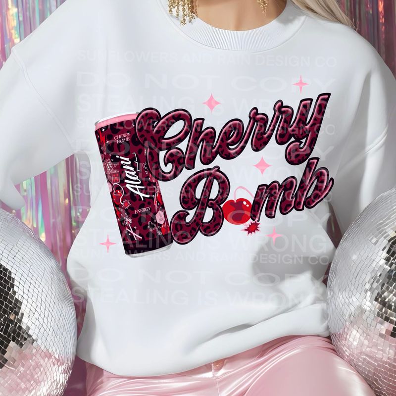 Alani cherry bomb png file for sublimation and dtf shirts. Digital download only.