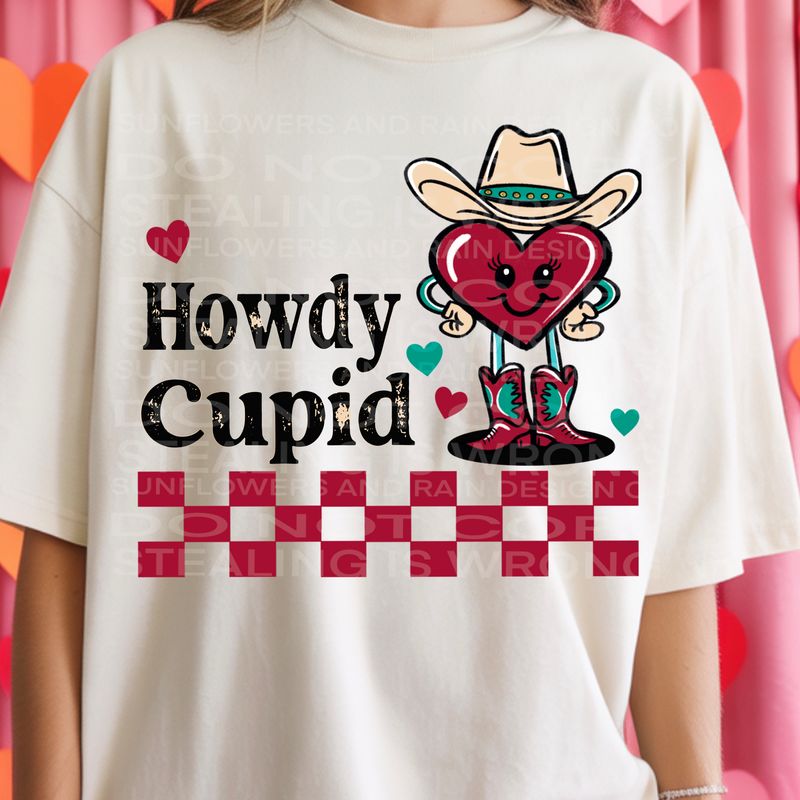 Howdy Cupid  png file for sublimation and dtf shirts. Digital download only.