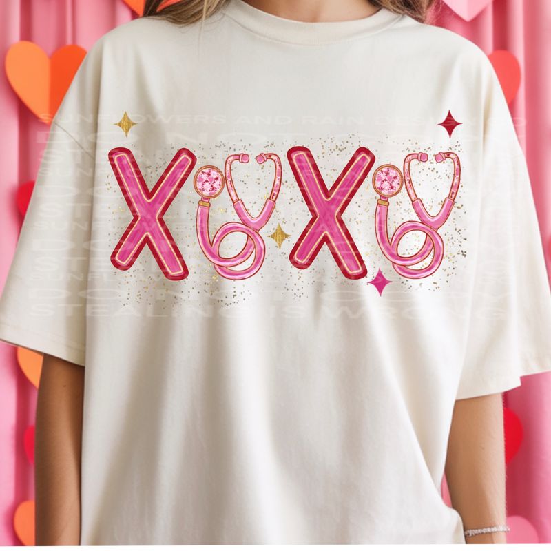 Nurse XOXO png file for sublimation and dtf shirts. Digital download only.