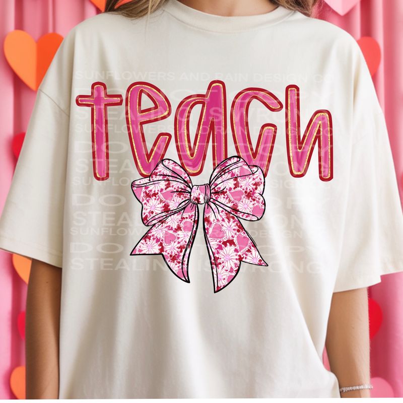 Teach coquette png file for sublimation and dtf shirts. Digital download only.
