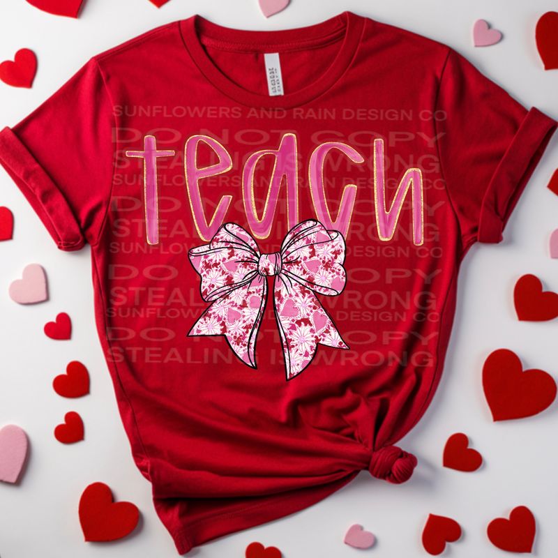 Teach coquette png file for sublimation and dtf shirts. Digital download only.