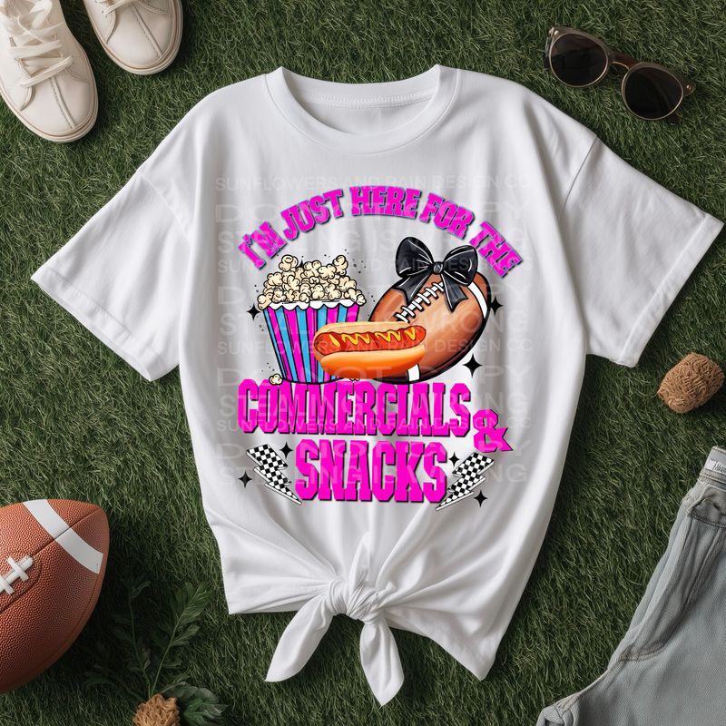 Super Bowl commercials and snacks png file for sublimation and dtf shirts. Digital download only.