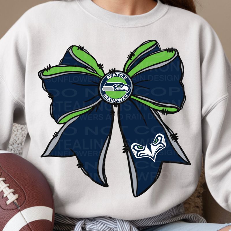 Seahawks  bow png file for sublimation and dtf shirts. Digital download only.