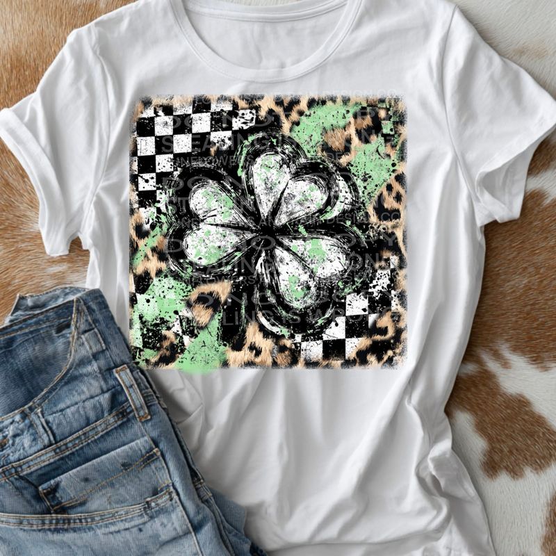 Leopard print shamrock png file for sublimation and dtf shirts. Digital download only.