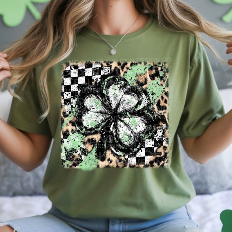 Leopard print shamrock png file for sublimation and dtf shirts. Digital download only.