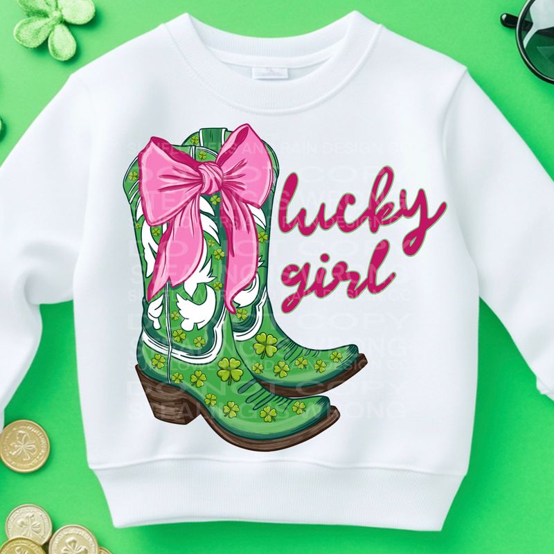 Lucky Girl png file for sublimation and dtf shirts. Digital download only.
