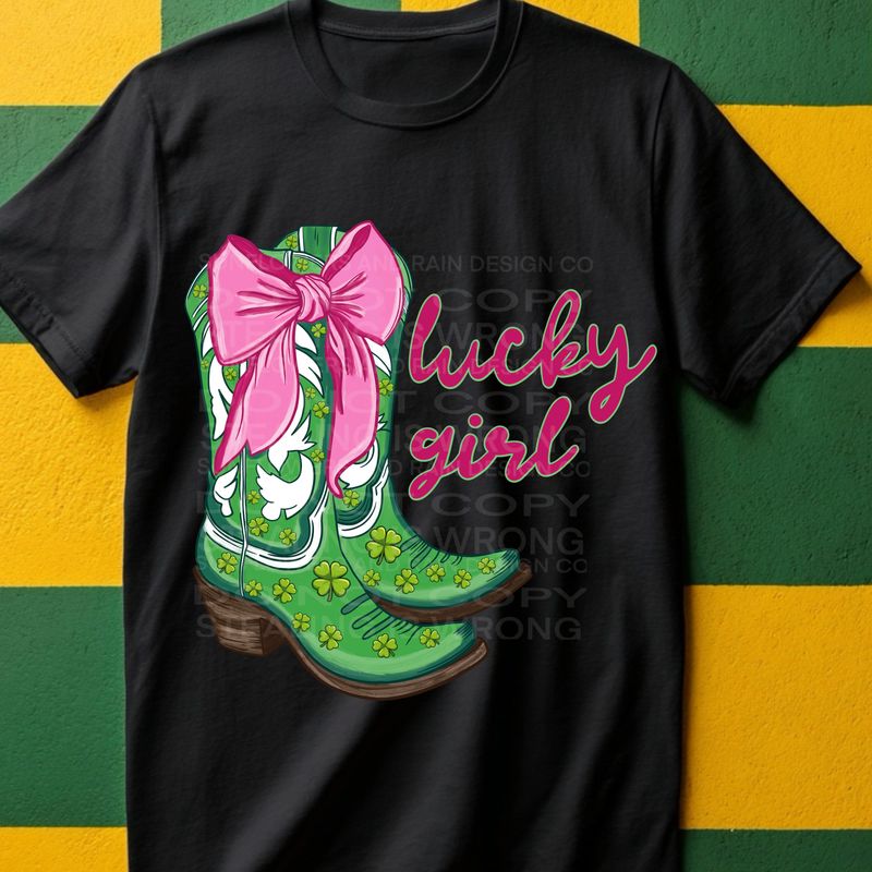 Lucky Girl png file for sublimation and dtf shirts. Digital download only.