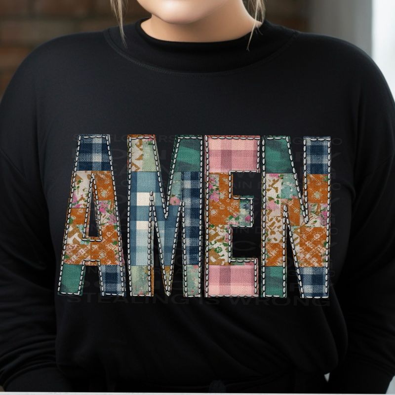 Amen patchwork  png file for sublimation and dtf shirts. Digital download only.