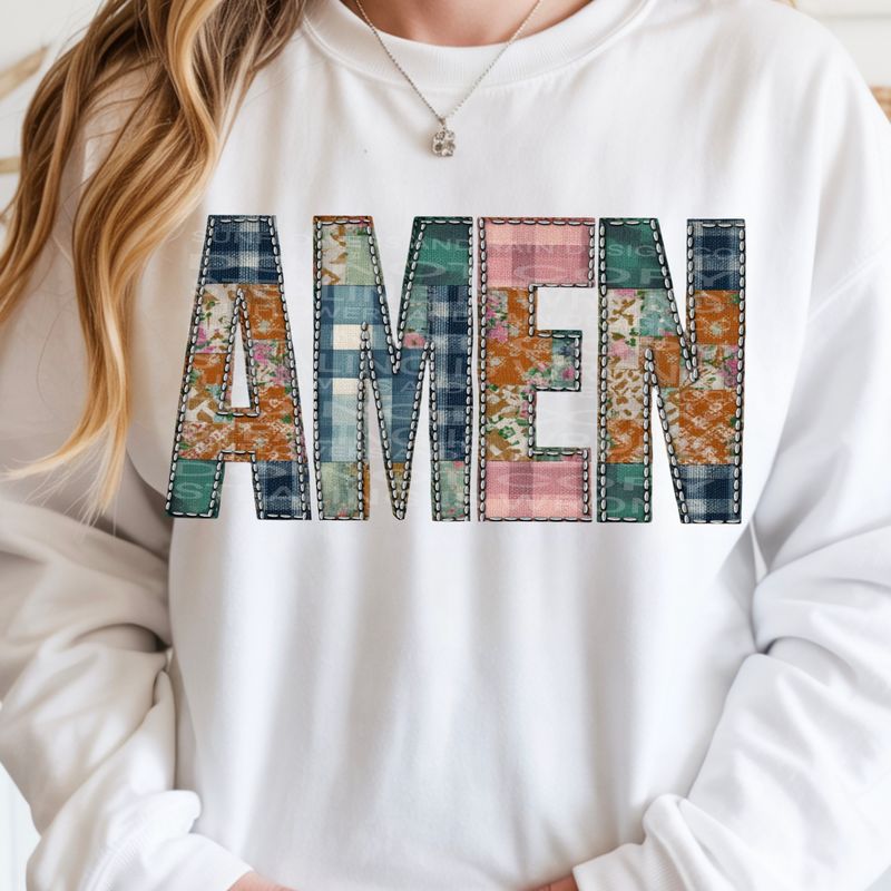 Amen patchwork  png file for sublimation and dtf shirts. Digital download only.