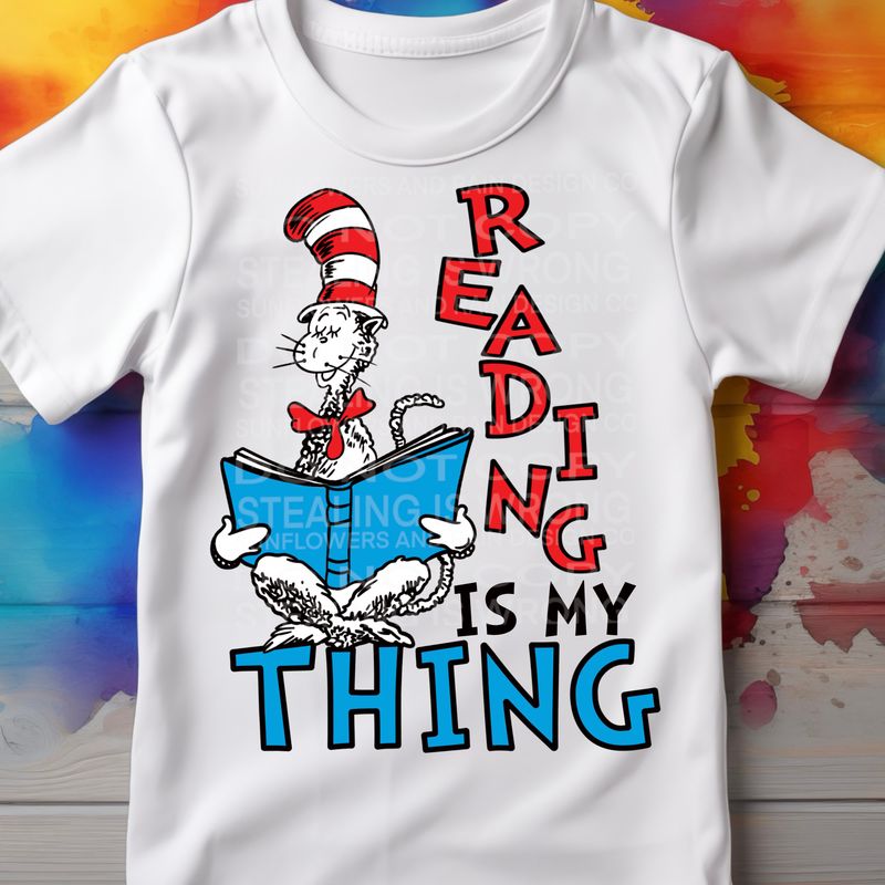Reading is my thing  png file for sublimation and dtf shirts. Digital download only.