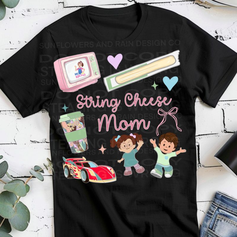String cheese Mom png file for sublimation and dtf shirts. Digital download only.
