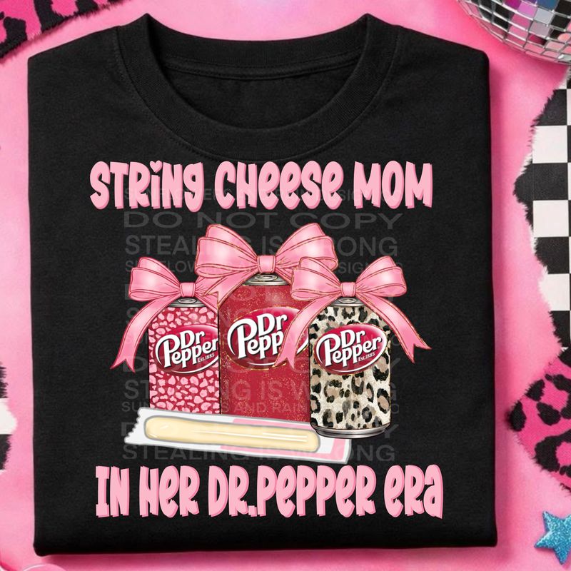 String cheese and Dr Pepper png file for sublimation and dtf shirts. Digital download only.