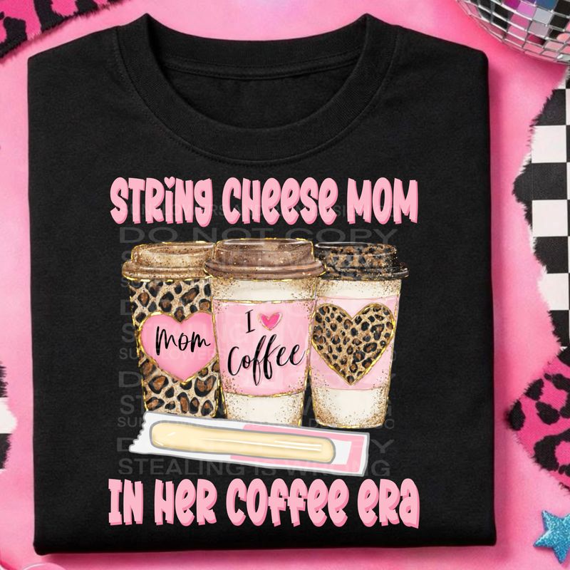 String cheese and coffee png file for sublimation and dtf shirts. Digital download only.