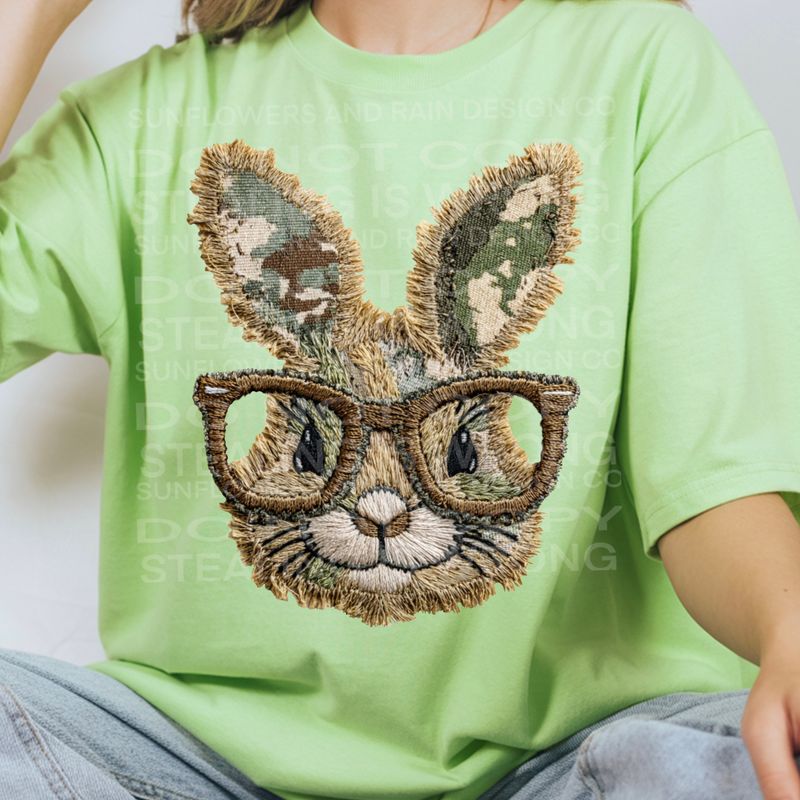 Camo Patchwork bunny png file for sublimation and dtf shirts. Digital download only.