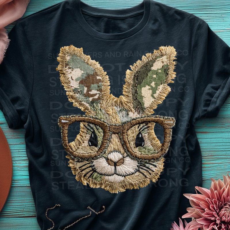 Camo Patchwork bunny png file for sublimation and dtf shirts. Digital download only.