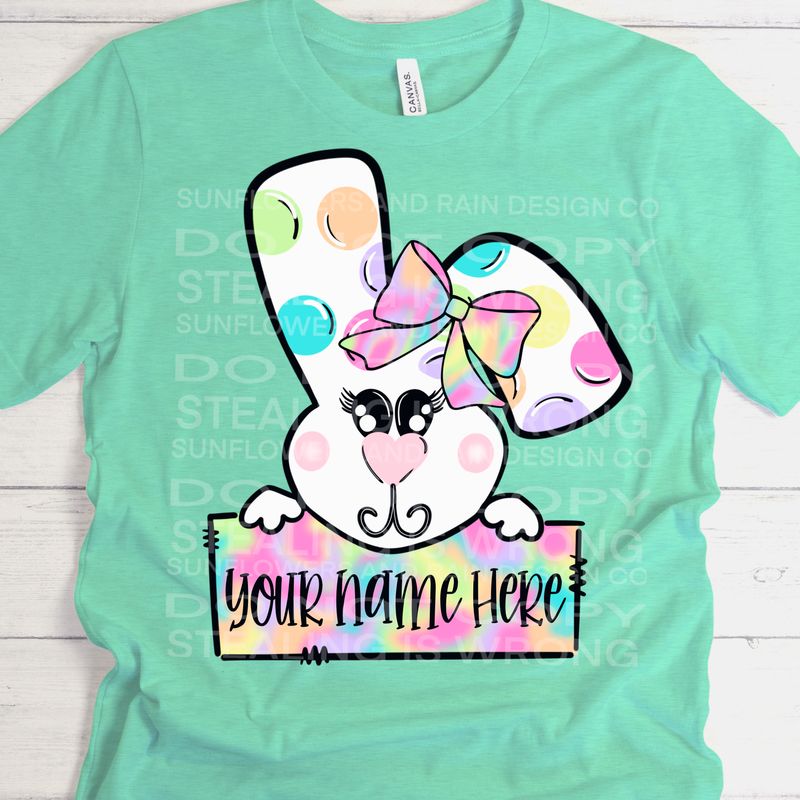 Name plate bunny  png file for sublimation and dtf shirts. Digital download only.