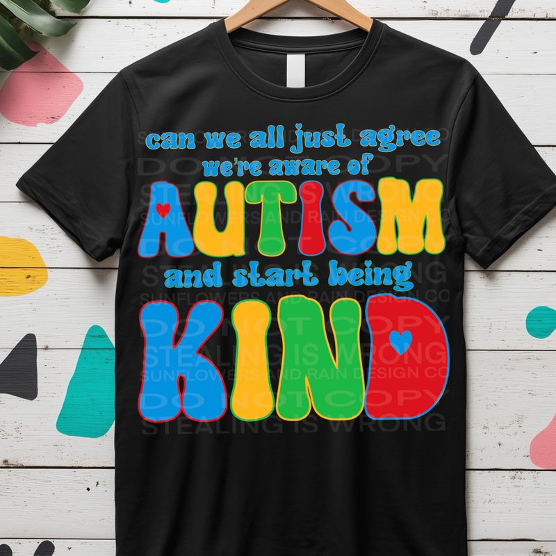 Autism be kind png file for sublimation and dtf shirts. Digital download only.