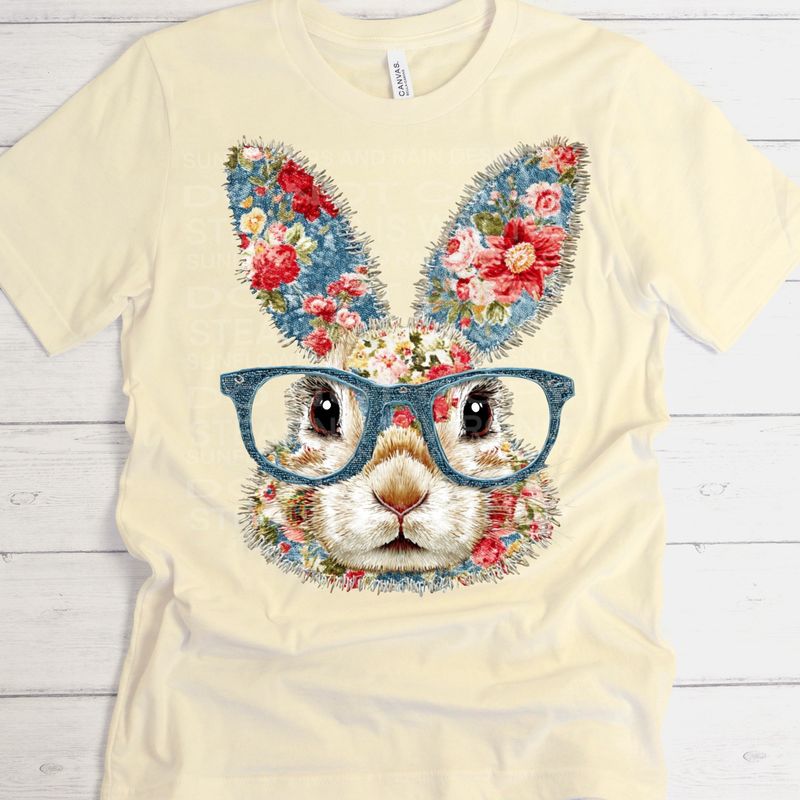 Patchwork bunny png file for sublimation and dtf shirts. Digital download only.