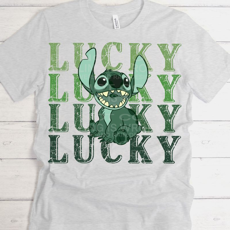 Lucky stitch png file for sublimation and dtf shirts. Digital download only.
