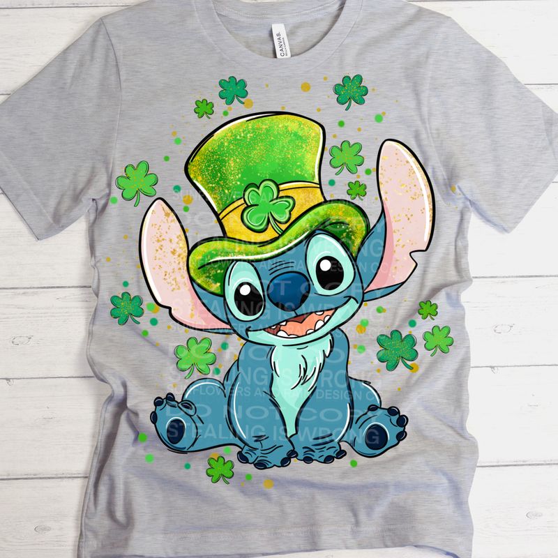stitch st. Patrick’s day  png file for sublimation and dtf shirts. Digital download only.