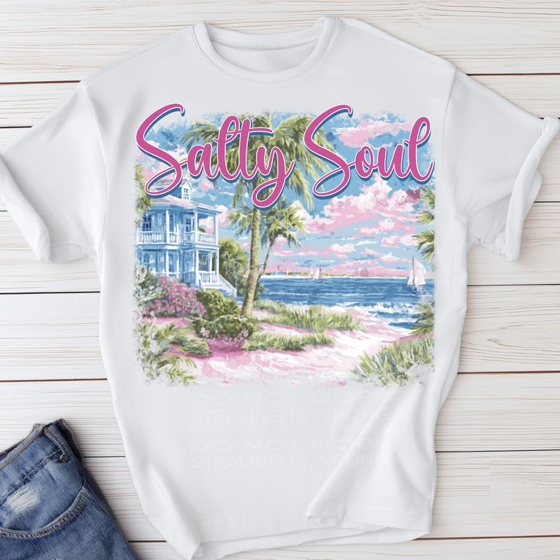 Salty Soul png file for sublimation and dtf shirts. Digital download only.