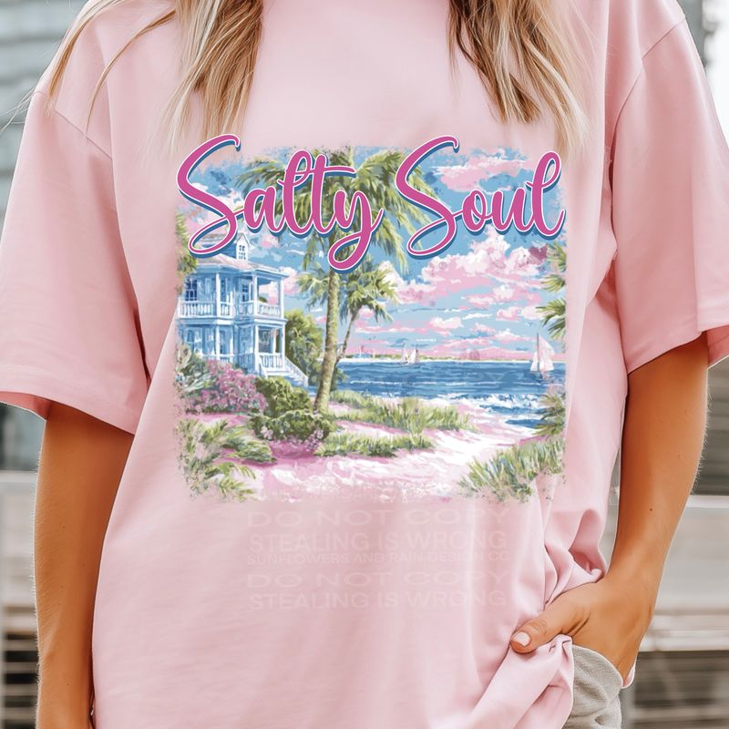 Salty Soul png file for sublimation and dtf shirts. Digital download only.