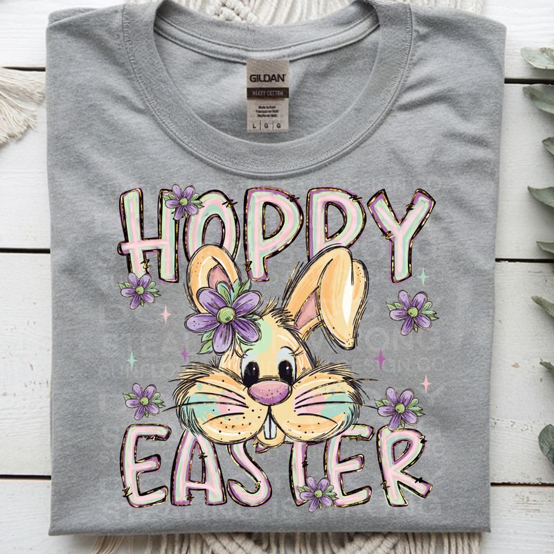 Hoppy Easter png file for sublimation and dtf shirts. Digital download only.