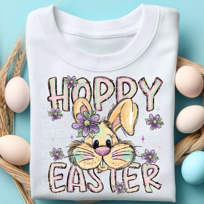 Hoppy Easter png file for sublimation and dtf shirts. Digital download only.