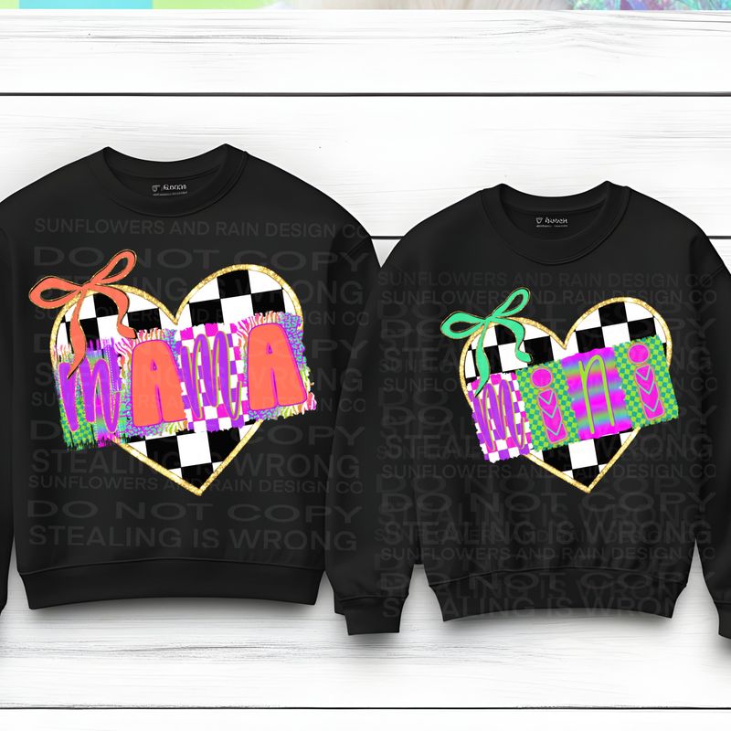 Mama &amp; Mini bundle png file for sublimation and dtf shirts. Digital download only.