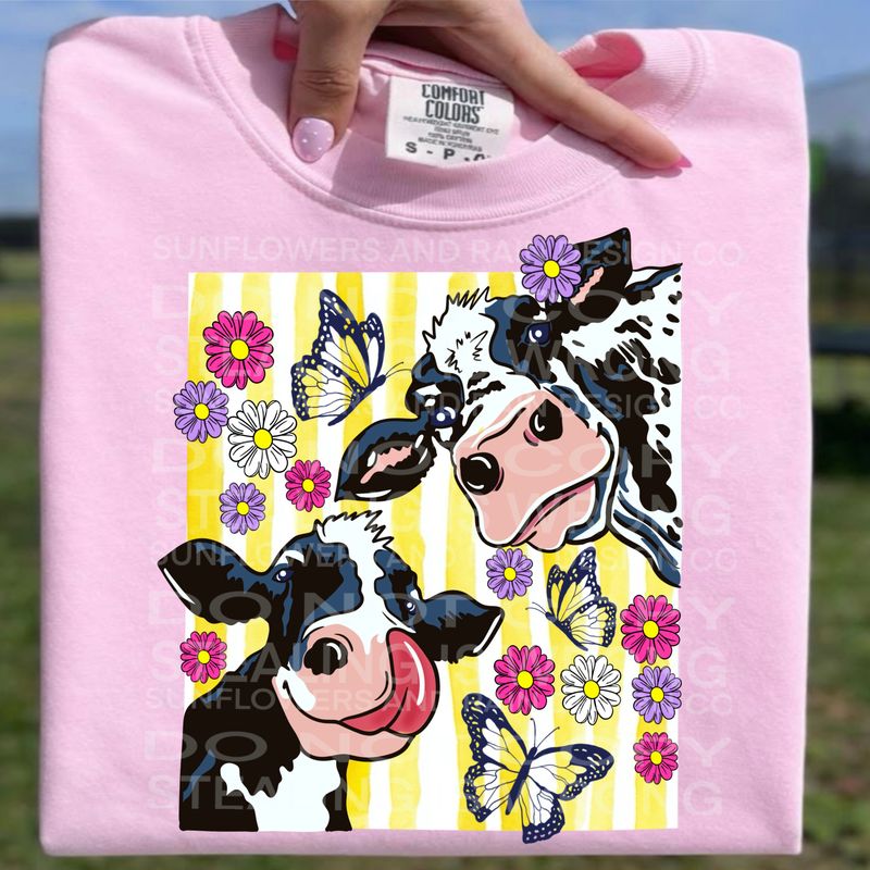 Spring cows png file for sublimation and dtf shirts. Digital download only.