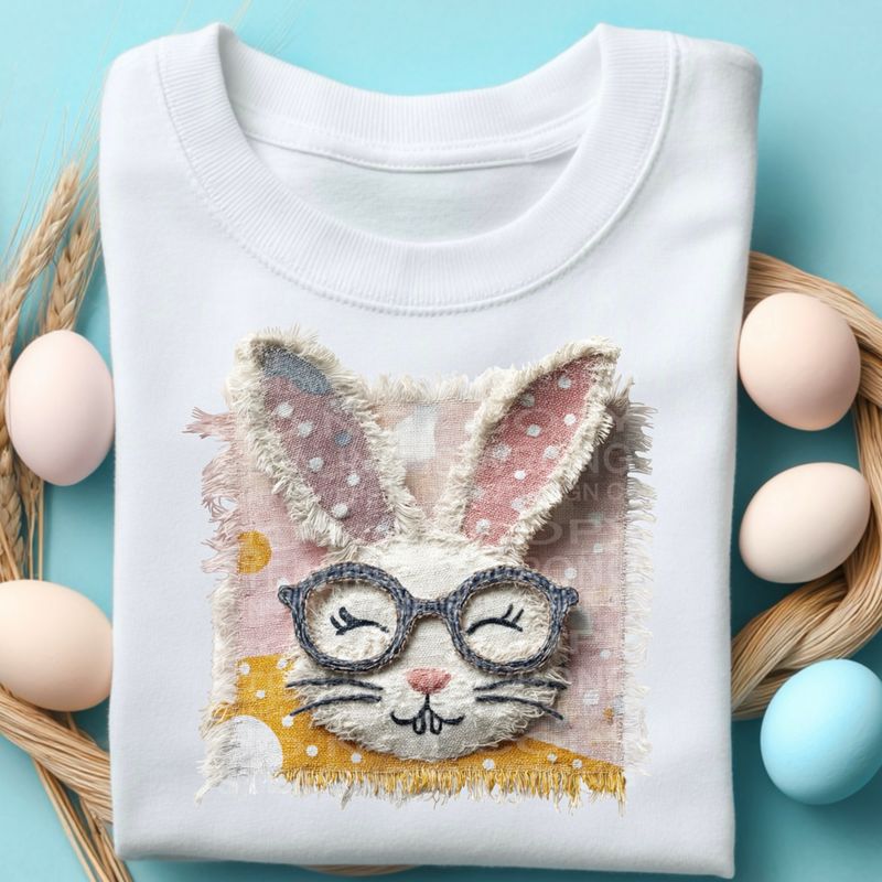 Patchwork bunny  png file for sublimation and dtf shirts. Digital download only.