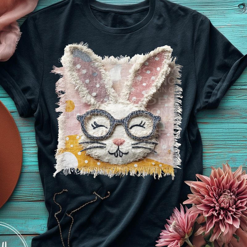 Patchwork bunny  png file for sublimation and dtf shirts. Digital download only.