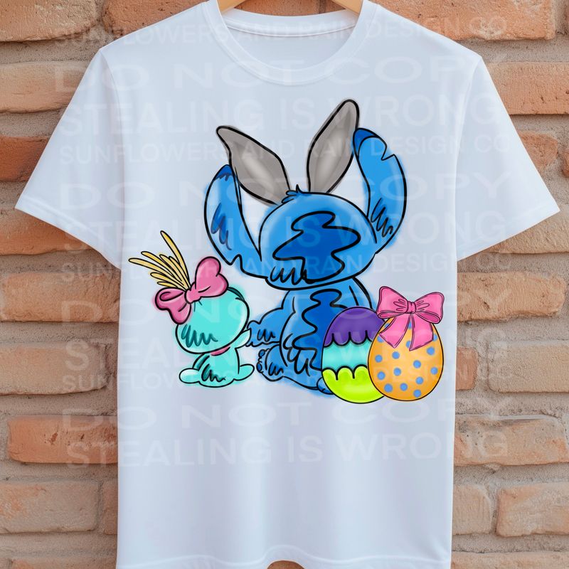 Stitch Easter png file for sublimation and dtf shirts. Digital download only.
