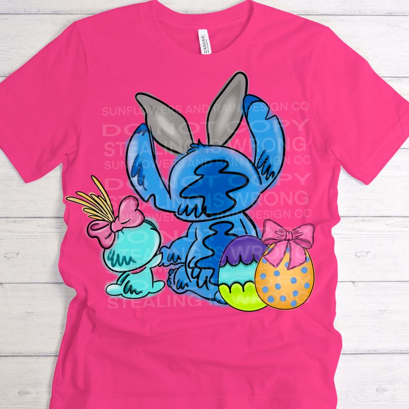 Stitch Easter png file for sublimation and dtf shirts. Digital download only.