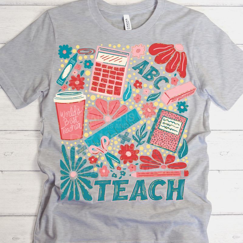 Teach. png file for sublimation and dtf shirts. Digital download only.