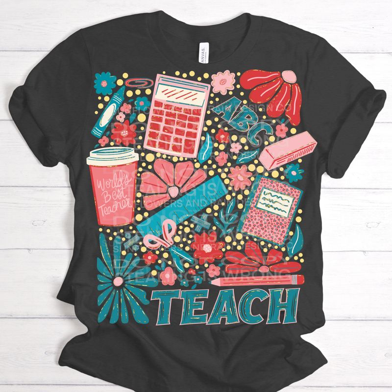 Teach. png file for sublimation and dtf shirts. Digital download only.