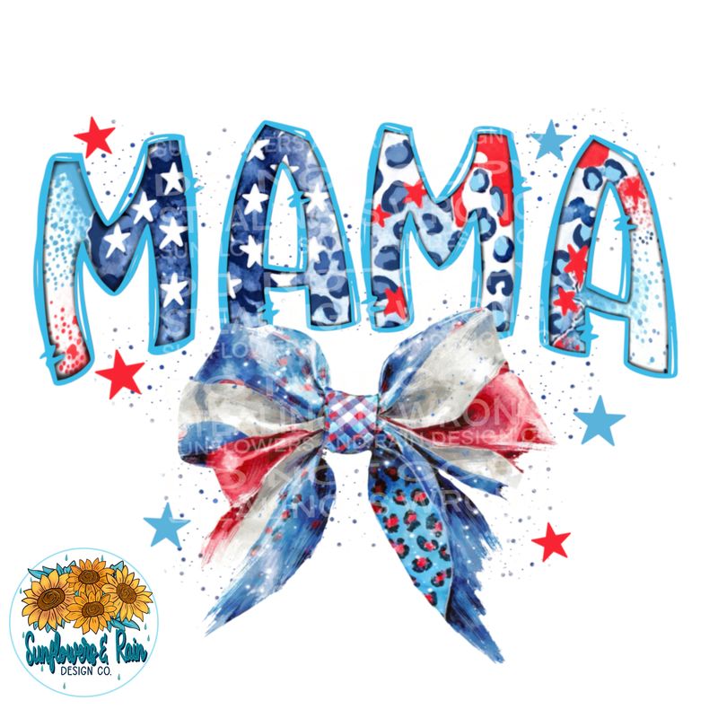 Coquette Mama red white &amp; blue. png file for sublimation and dtf shirts. Digital download only.