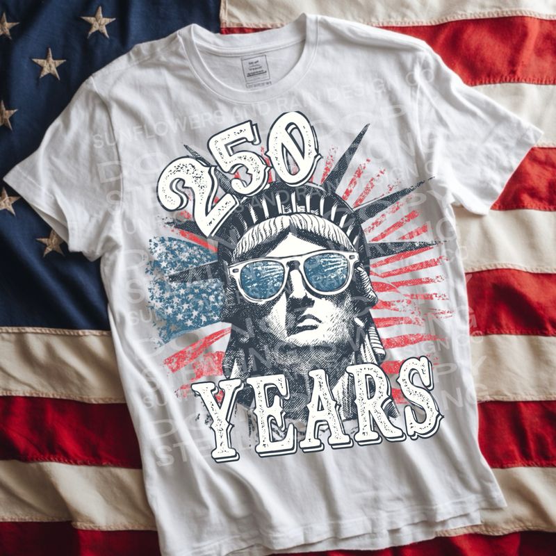 250 years . png file for sublimation and dtf shirts. Digital download only.