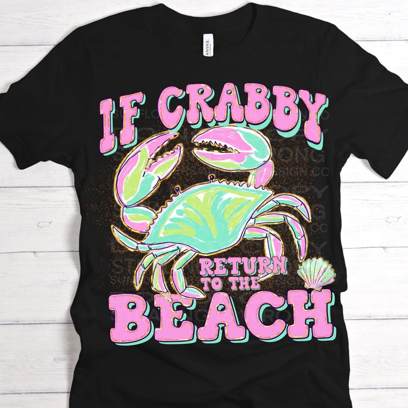 Crabby beach png file for sublimation and dtf shirts. Digital download only.