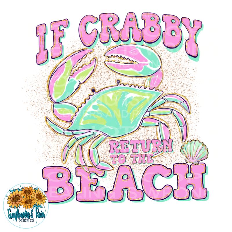 Crabby beach png file for sublimation and dtf shirts. Digital download only.