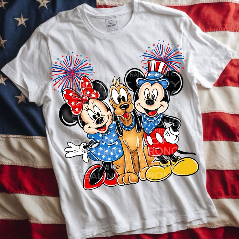 Mickey &amp; Minnie July 4th png file for sublimation and dtf shirts. Digital download only.