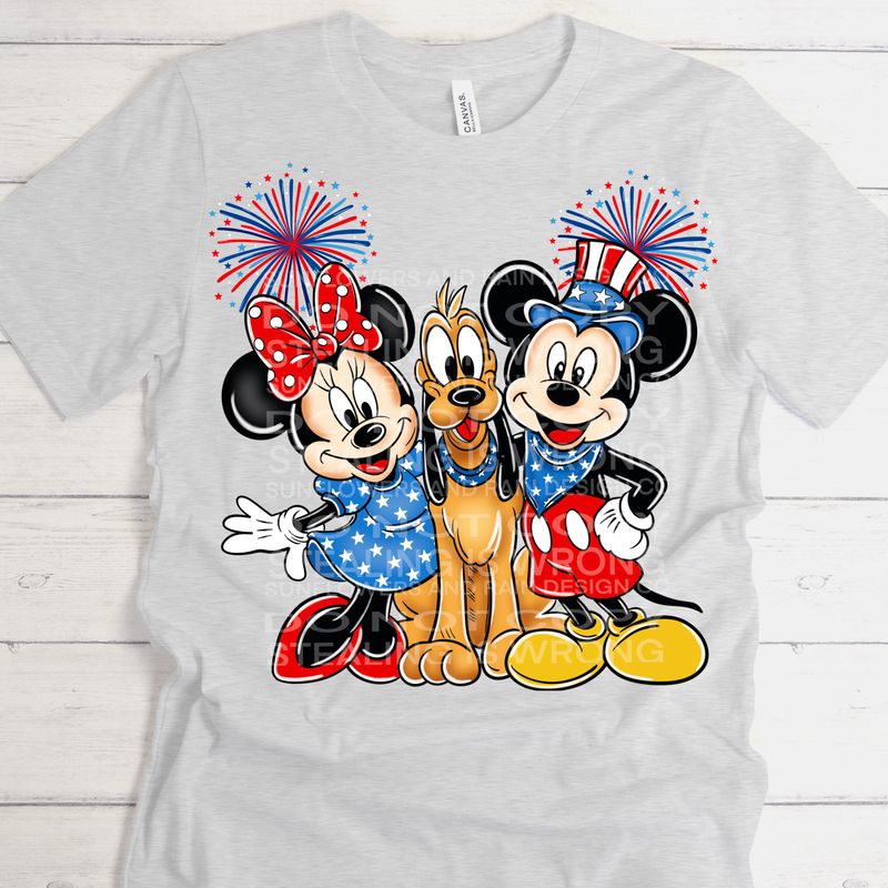 Mickey &amp; Minnie July 4th png file for sublimation and dtf shirts. Digital download only.