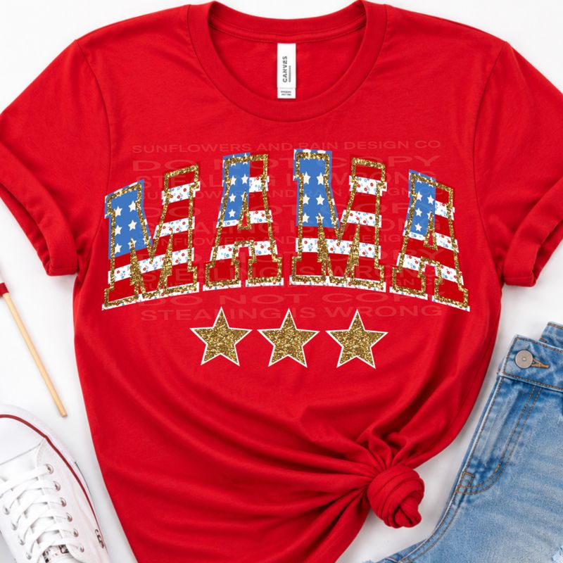 Mama Red, white and blue png file for sublimation and dtf shirts. Digital download only.