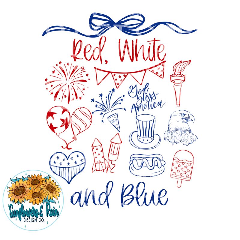 Red, white and blue png file for sublimation and dtf shirts. Digital download only.