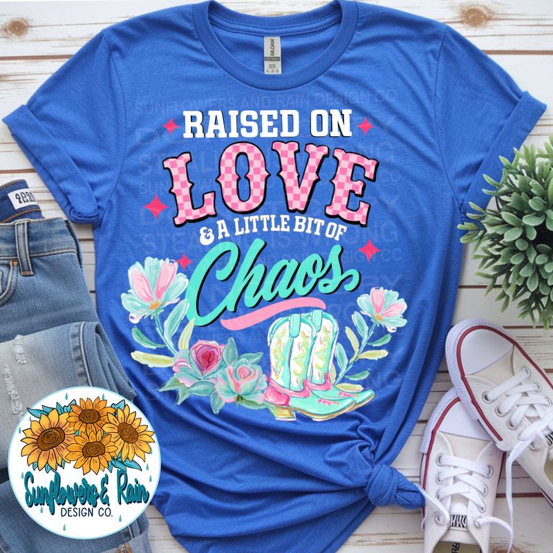 Love and chaos png file for sublimation and dtf shirts. Digital download only.