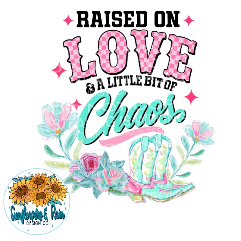 Love and chaos png file for sublimation and dtf shirts. Digital download only.