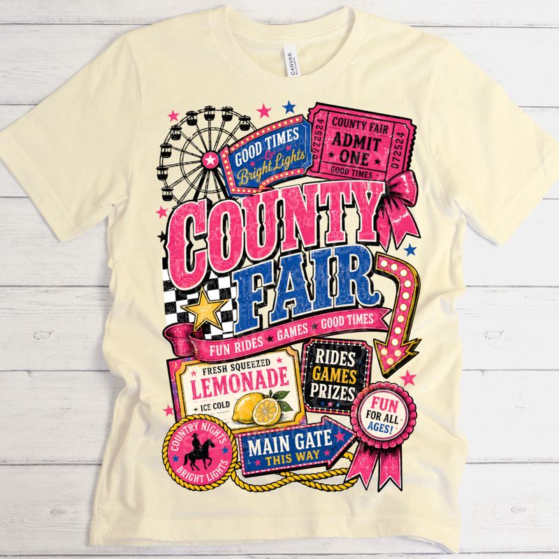 County fair pink png file for sublimation and dtf shirts. Digital download only.