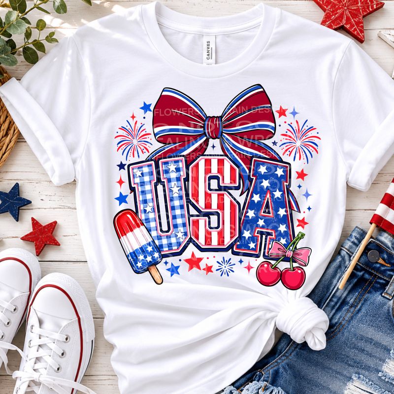 USA bow png file for sublimation and dtf shirts. Digital download only.