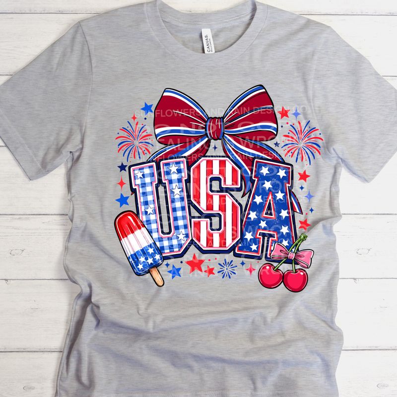 USA bow png file for sublimation and dtf shirts. Digital download only.