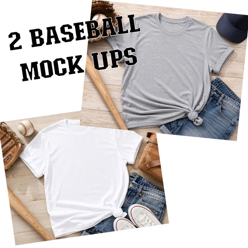 2 baseball mock ups png file for sublimation and dtf shirts. Digital download only.